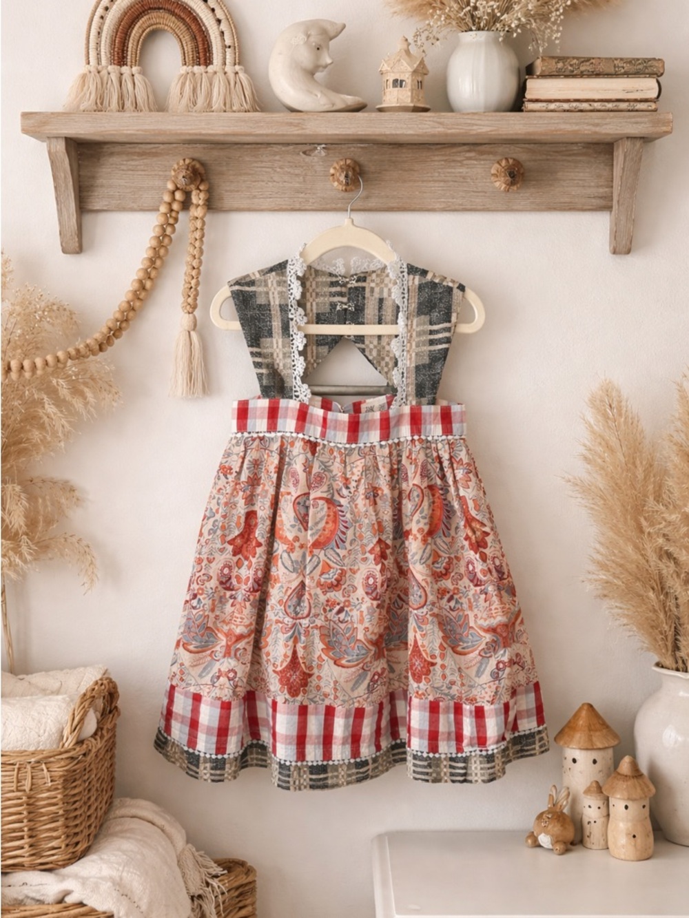 Jak & Peppar Girls' Red Paisley Patchwork Dress